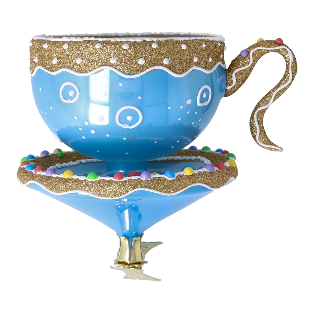 Azure Etiquette | Hand-Painted Glass Ornament | Blubom 2026-130