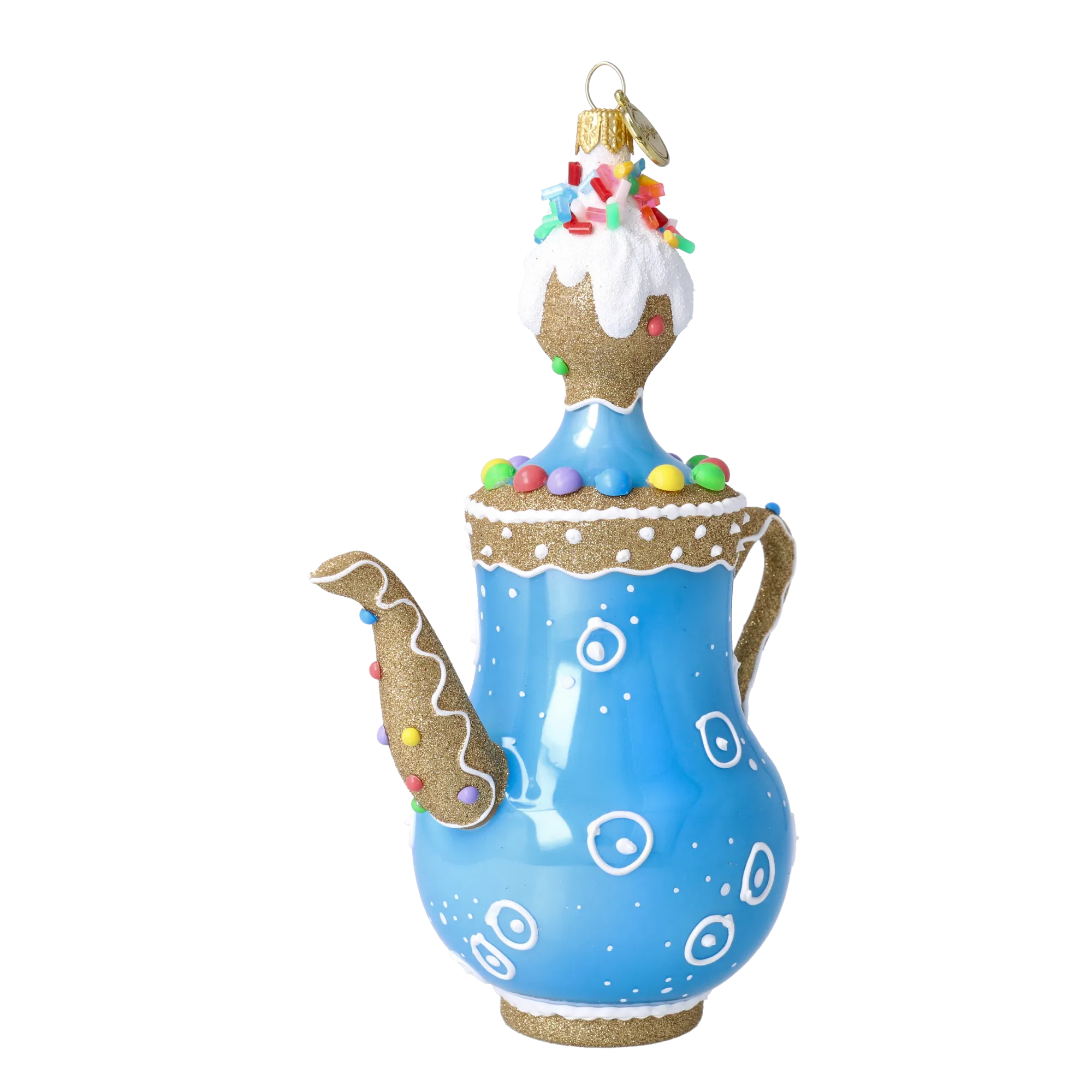 Gilded Azure Confection | Hand-Painted Glass Ornament | Blubom 2026-131