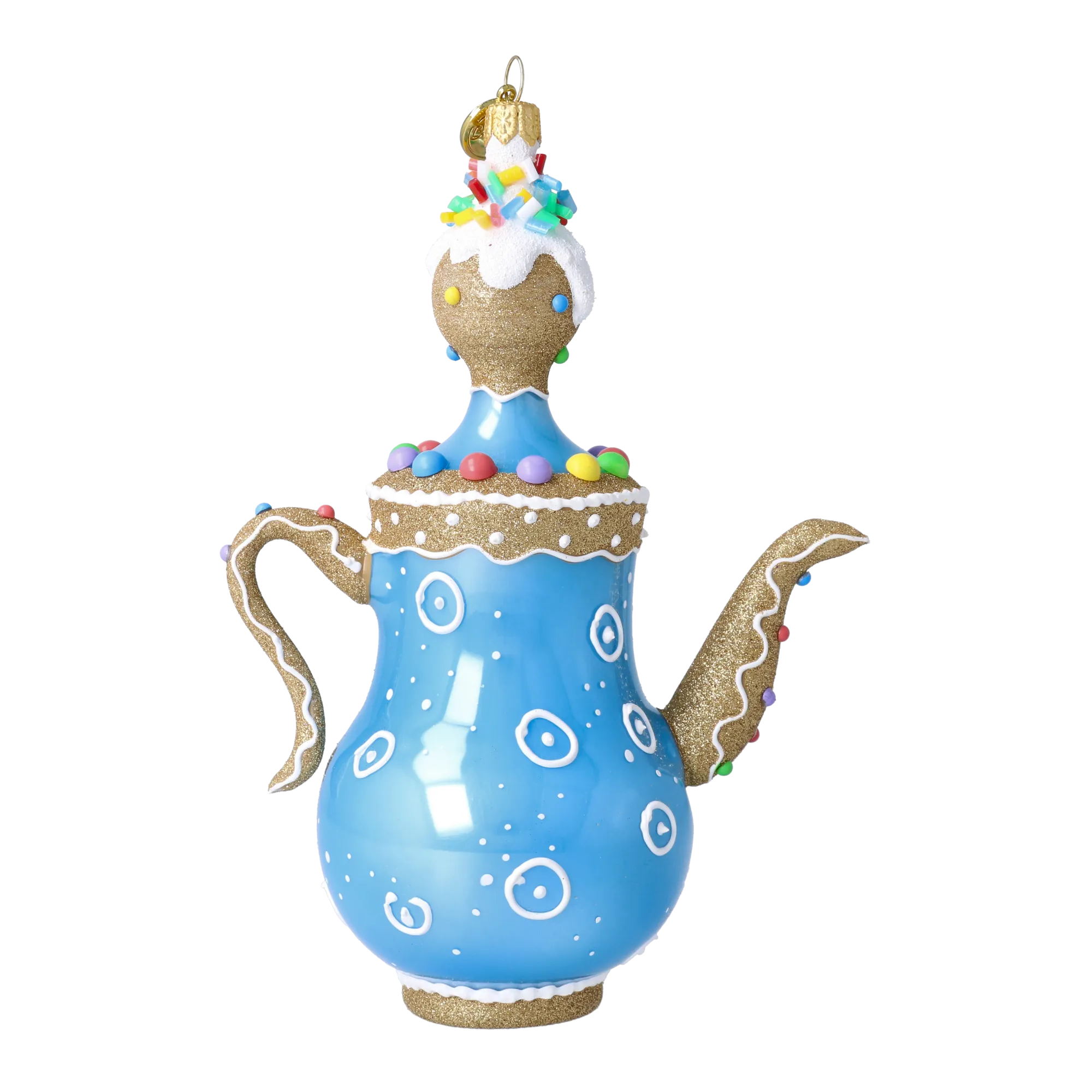 Gilded Azure Confection | Hand-Painted Glass Ornament | Blubom 2026-131