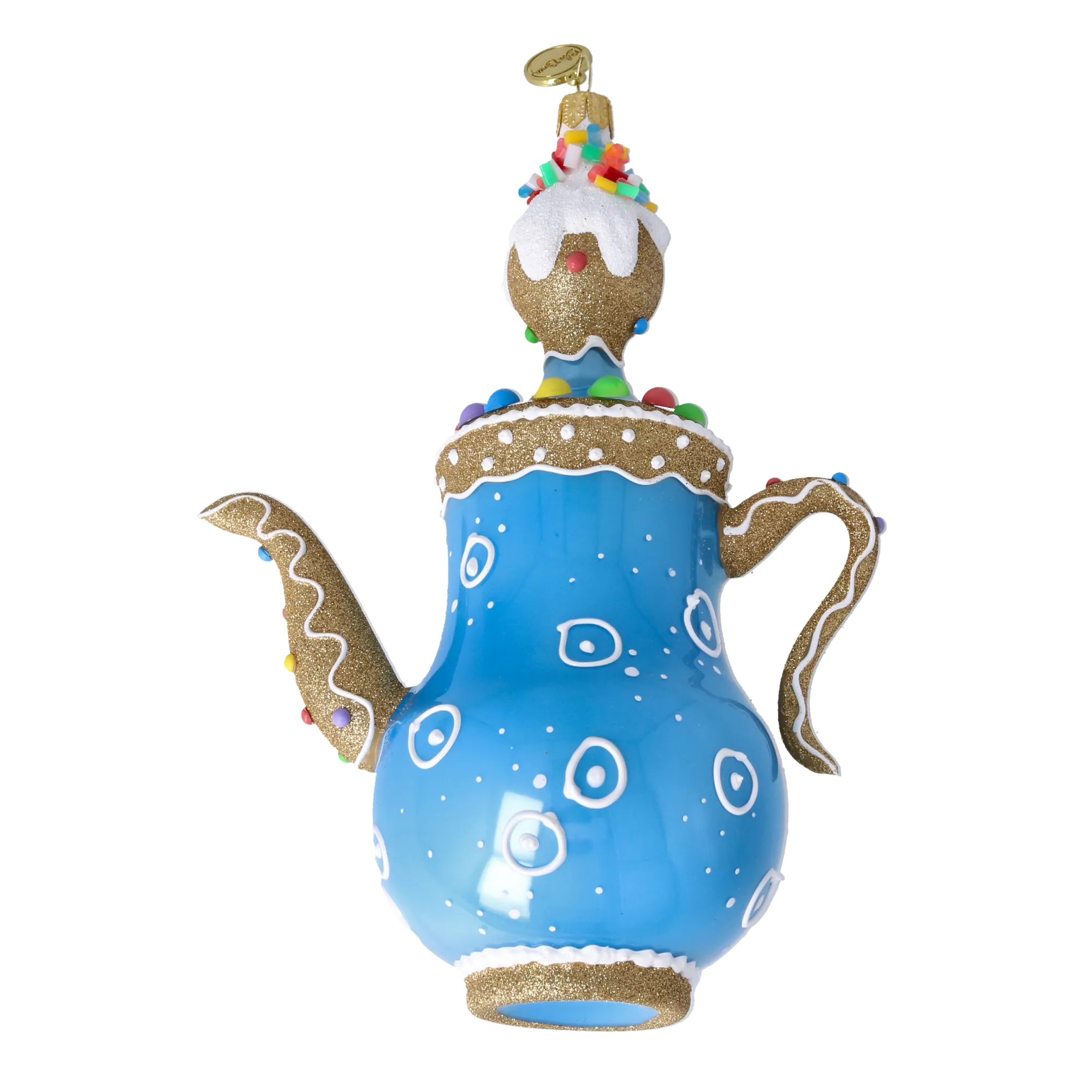 Gilded Azure Confection | Hand-Painted Glass Ornament | Blubom 2026-131