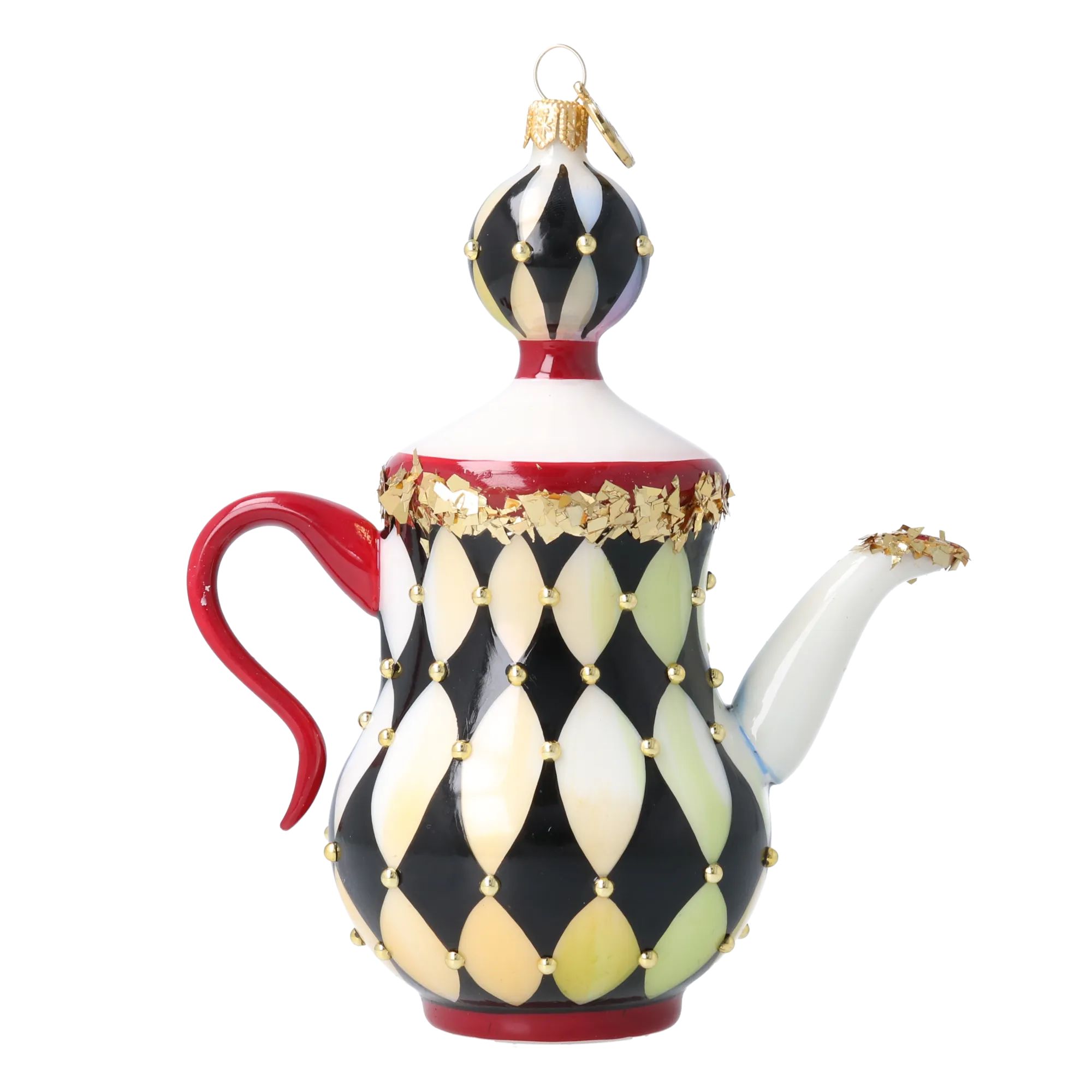 Harlequin Gilded Teapot Premium christmas glass ornament 2026-149