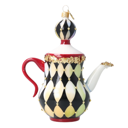 Harlequin Gilded Teapot Premium christmas glass ornament 2026-149