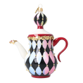 Load image into Gallery viewer, Harlequin Gilded Teapot Premium christmas glass ornament 2026-149
