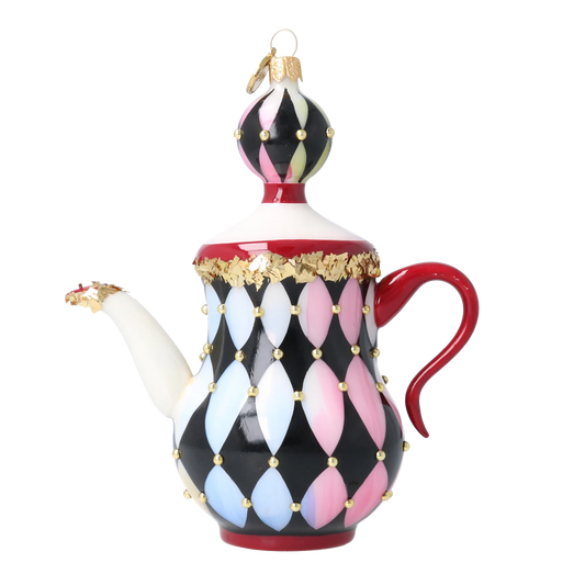 Harlequin Gilded Teapot Premium christmas glass ornament 2026-149