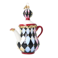 Load image into Gallery viewer, Harlequin Gilded Teapot Premium christmas glass ornament 2026-149

