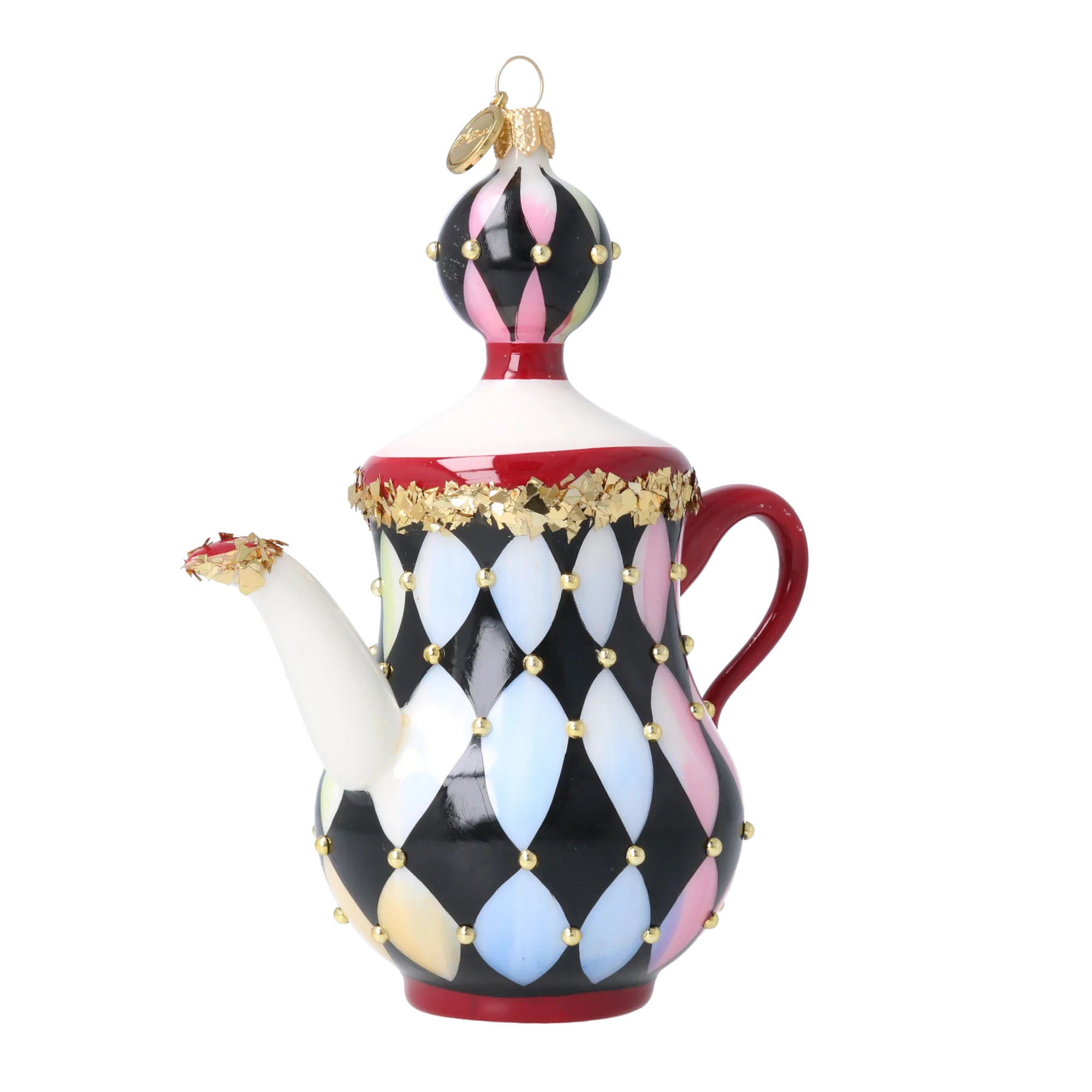 Harlequin Gilded Teapot Premium christmas glass ornament 2026-149