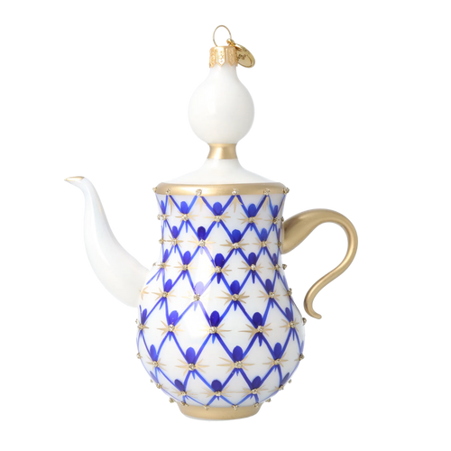 Regal Cobalt Infusion | Hand-Painted Glass Ornament | Blubom 2026-150