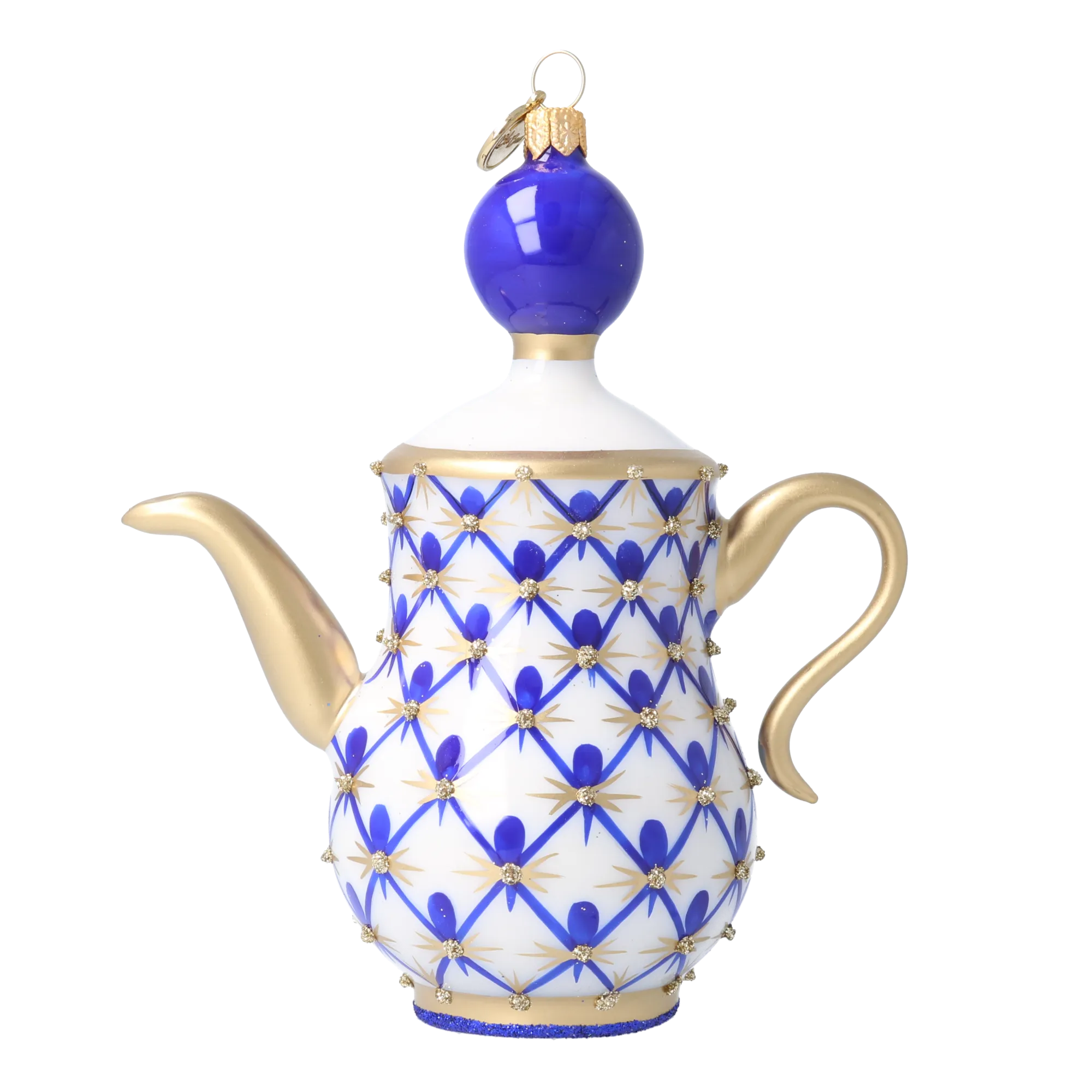 Gilded Cobalt Star Teapot Premium christmas glass ornament 2026-151