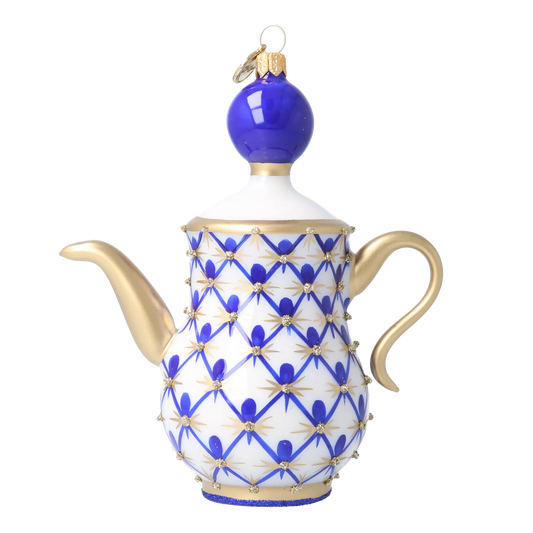 Gilded Cobalt Star Teapot Premium christmas glass ornament 2026-151