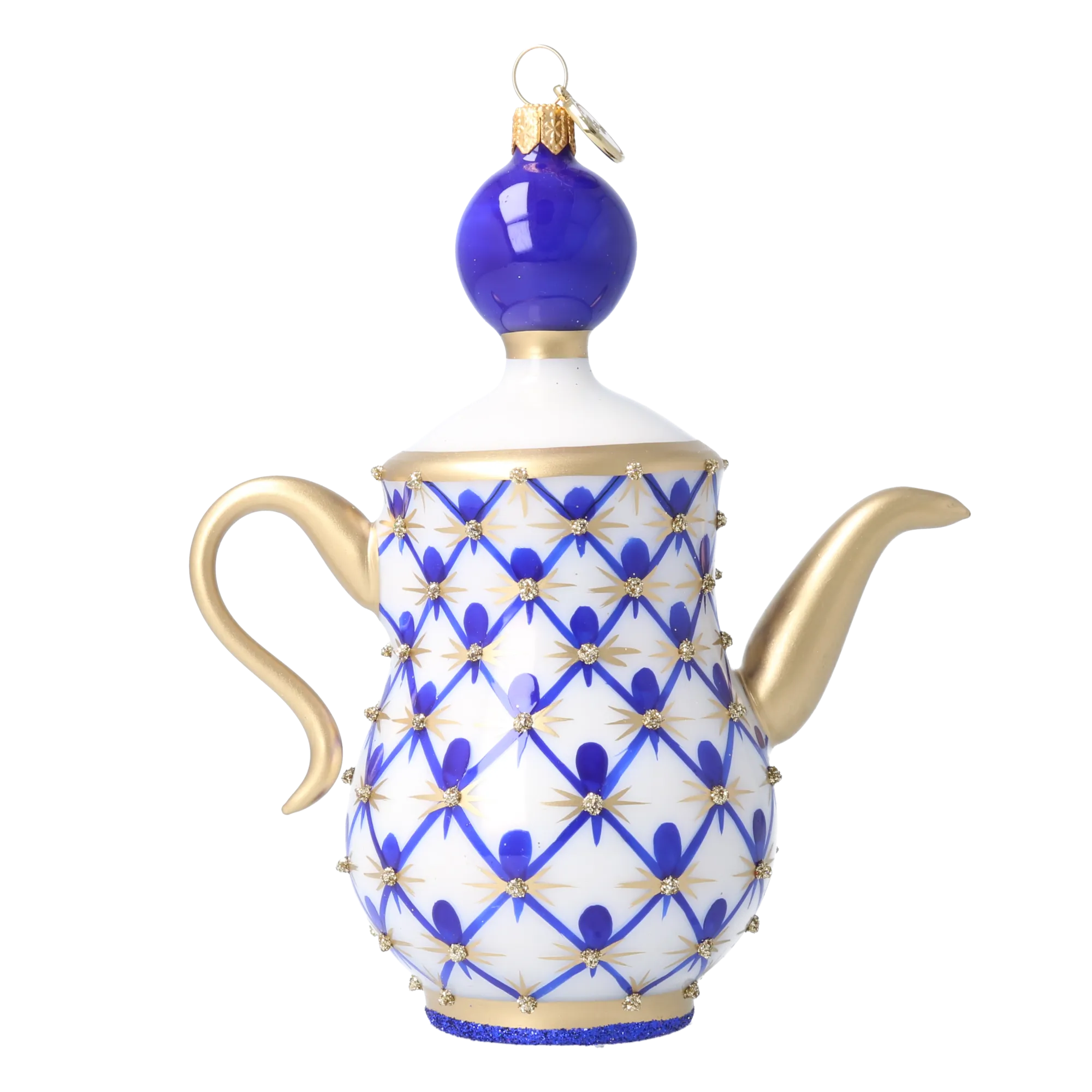 Gilded Cobalt Star Teapot Premium christmas glass ornament 2026-151