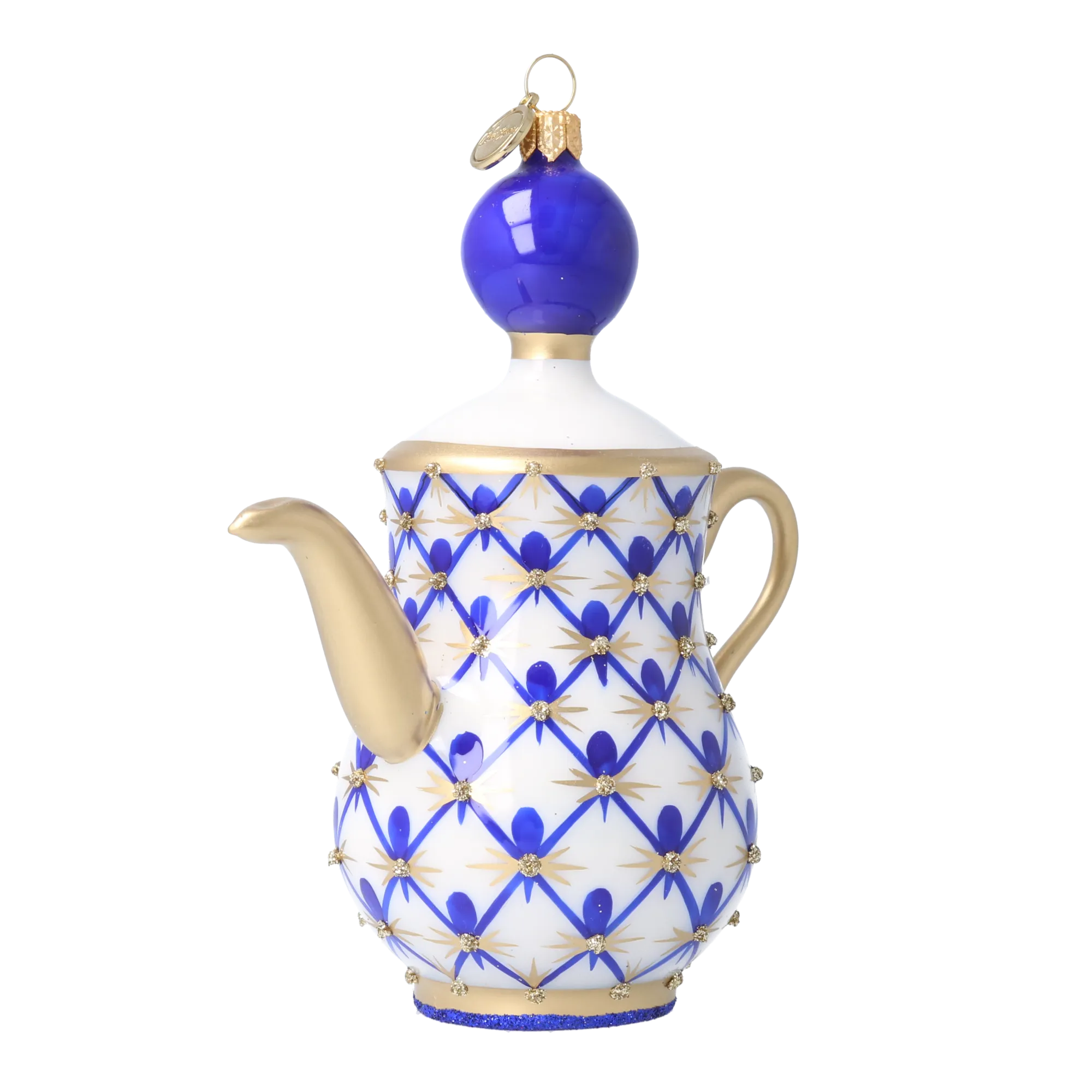 Gilded Cobalt Star Teapot Premium christmas glass ornament 2026-151