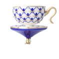 Load image into Gallery viewer, Imperial Cobalt Teacup Premium christmas glass ornament 2026-152
