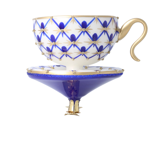 Imperial Cobalt Teacup Premium christmas glass ornament 2026-152