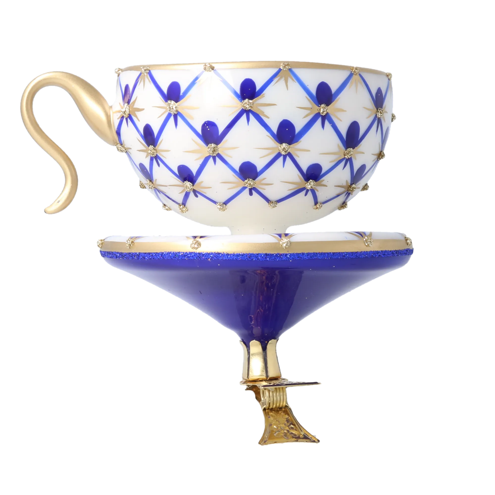Imperial Cobalt Teacup Premium christmas glass ornament 2026-152