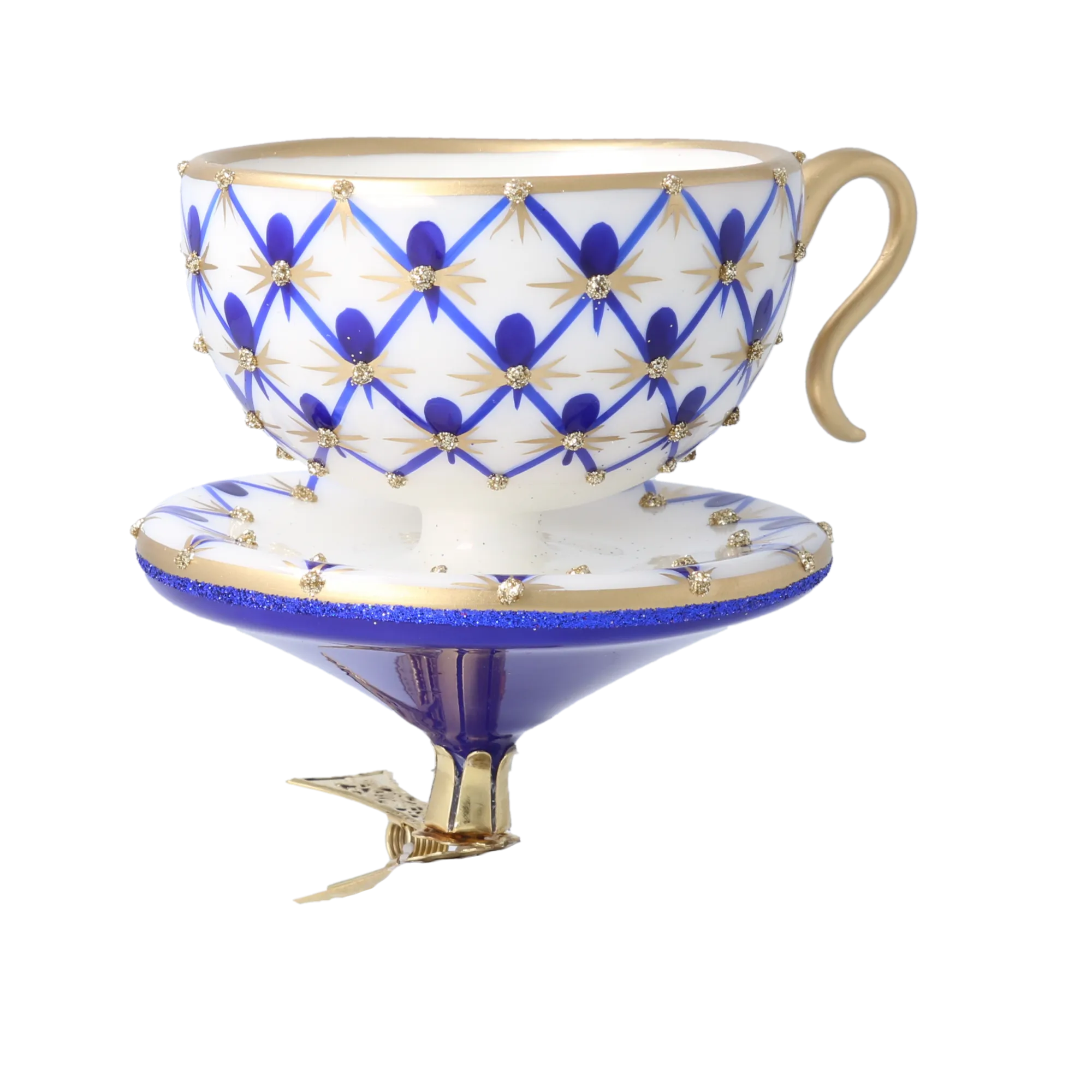 Imperial Cobalt Teacup Premium christmas glass ornament 2026-152