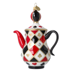 Queen of Hearts Teapot | Hand-Painted Glass Ornament | Blubom 2026-155