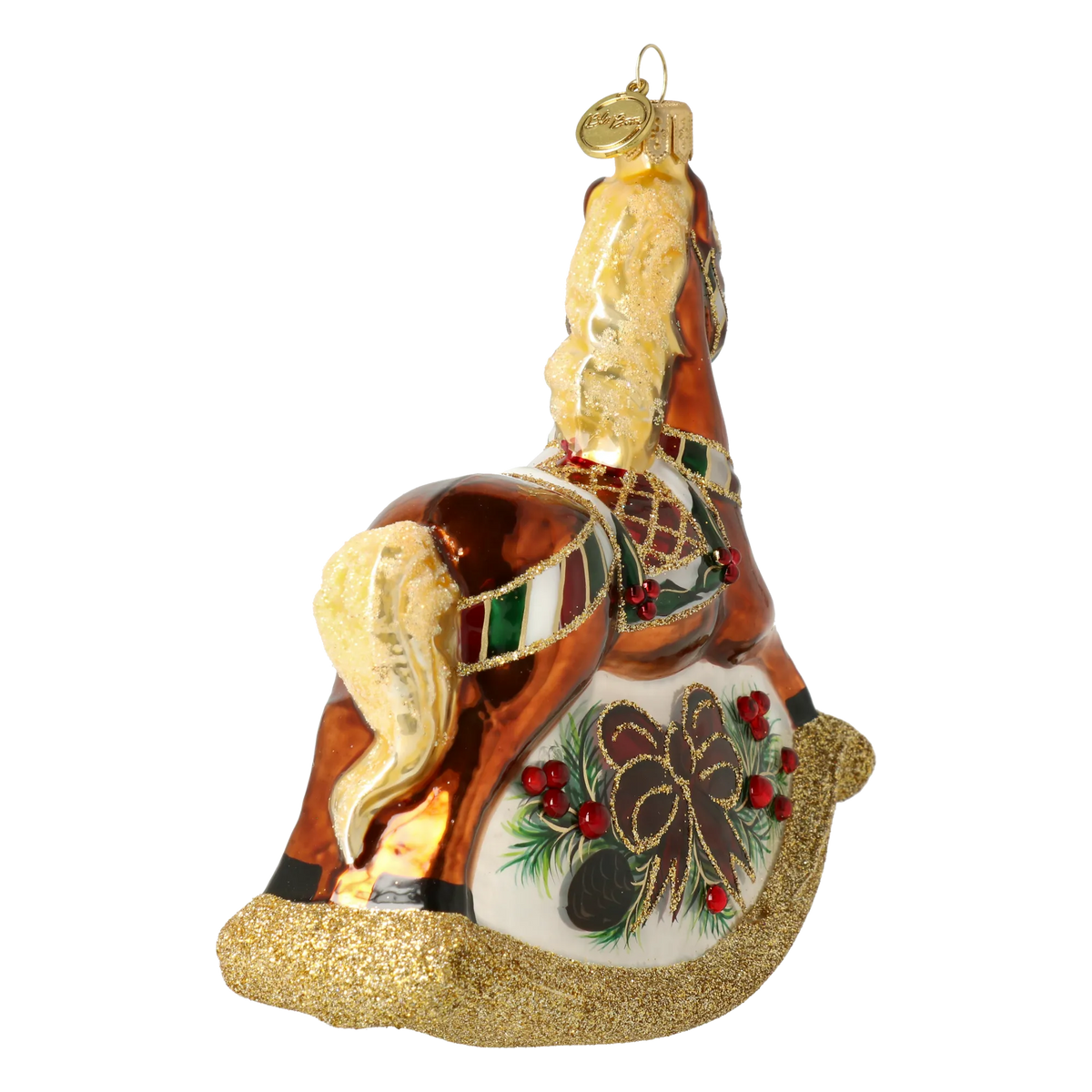 Copper Rocking Horse | Hand-Painted Glass Ornament | Blubom 2027-001