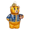Bear's Little Gift in Cobalt & Gold | Hand-Painted Glass Ornament | Blubom 2027-004