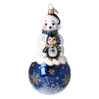 Snowy Bear Duo in Navy Blue | Hand-Painted Glass Ornament | Blubom 2027-010