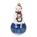 Snowy Bear Duo in Ruby | Hand-Painted Glass Ornament | Blubom 2027-011