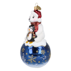Snowy Bear Duo in Ruby | Hand-Painted Glass Ornament | Blubom 2027-011