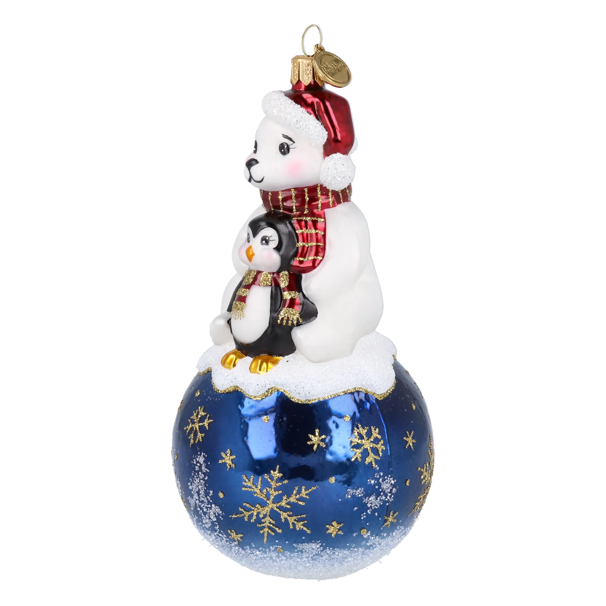 Snowy Bear Duo in Ruby | Hand-Painted Glass Ornament | Blubom 2027-011