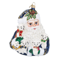 Santa's Furry Friends in Navy | Hand-Painted Glass Ornament | Blubom 2027-012