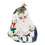 Santa's Furry Friends in Navy | Hand-Painted Glass Ornament | Blubom 2027-012