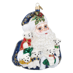 Santa's Furry Friends in Navy | Hand-Painted Glass Ornament | Blubom 2027-012