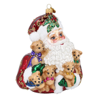 Santa's Furry Friends in Ruby | Hand-Painted Glass Ornament | Blubom 2027-013