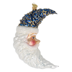 Navy Blue Santa Moon | Hand-Painted Glass Ornament | Blubom 2027-014
