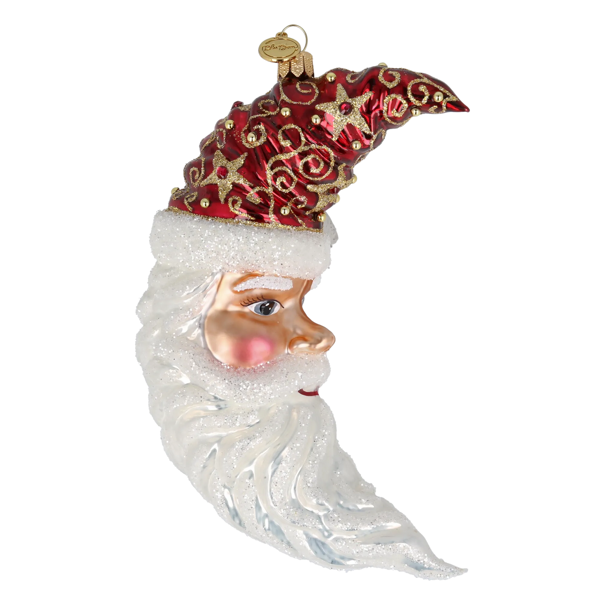 Ruby Santa Moon | Hand-Painted Glass Ornament | Blubom 2027-015