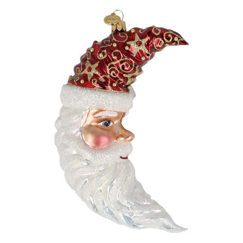 Ruby Santa Moon | Hand-Painted Glass Ornament | Blubom 2027-015