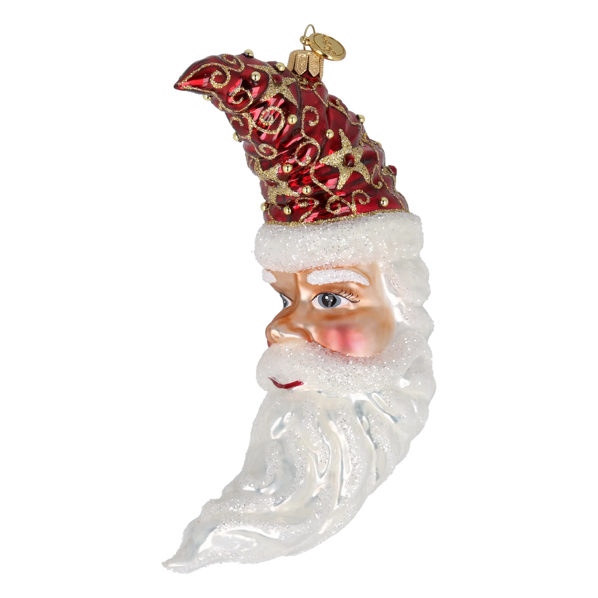 Ruby Santa Moon | Hand-Painted Glass Ornament | Blubom 2027-015