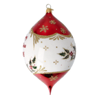 Personalized Winter Holly Drop in Ruby | Hand-Painted Glass Ornament | Blubom 2027-034