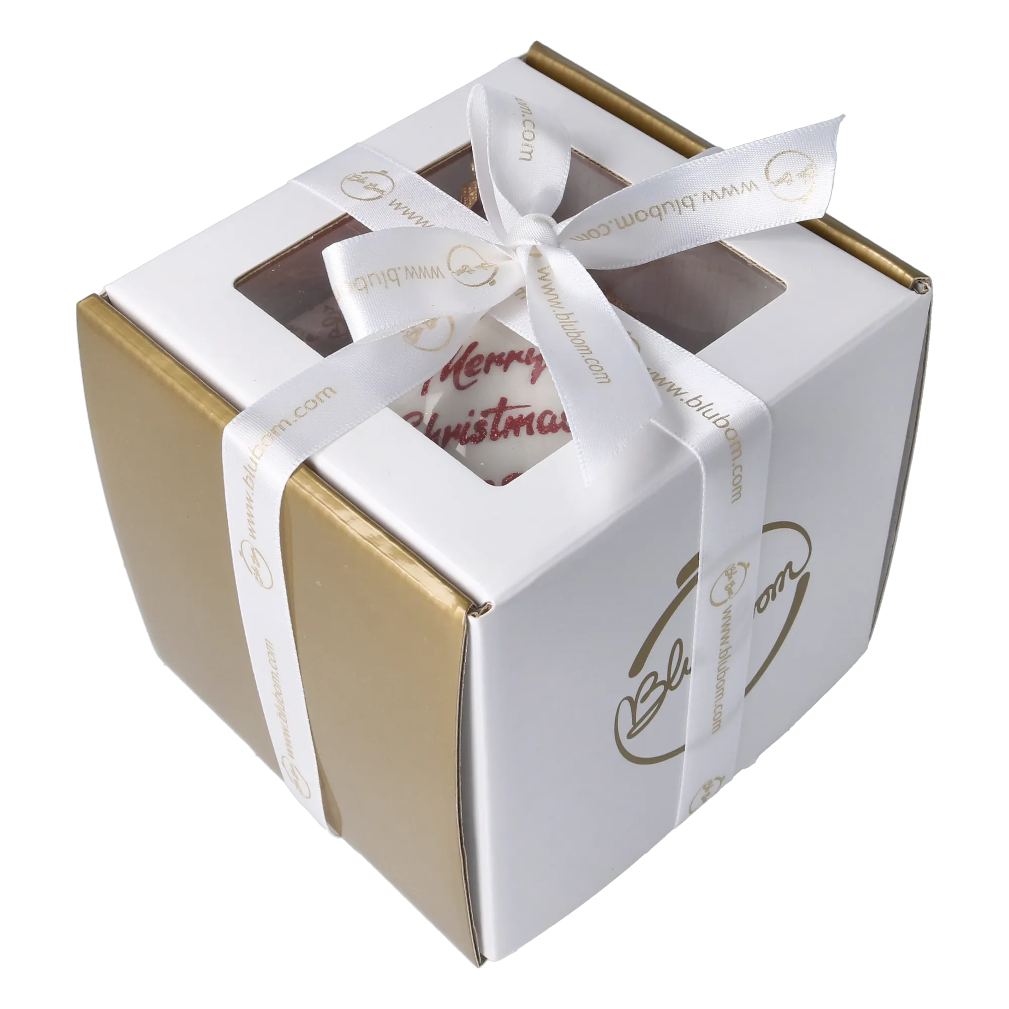 Personalized Winter Holly Drop in Ruby | Hand-Painted Glass Ornament | Blubom 2027-034