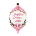 Personalized Winter Holly Drop in Blush | Hand-Painted Glass Ornament | Blubom 2027-035