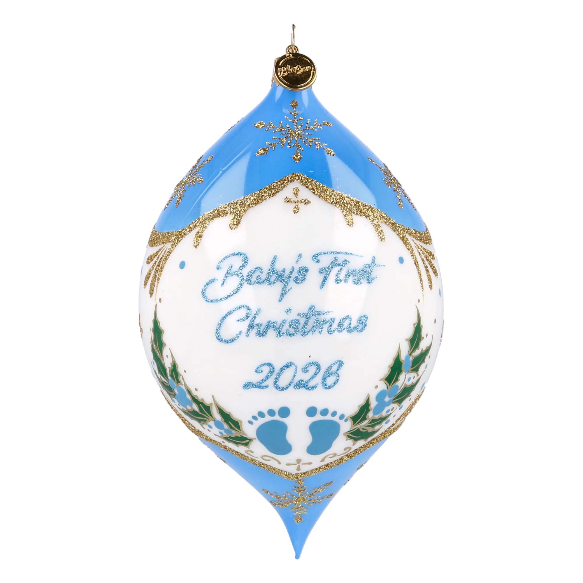 Personalized Winter Holly Drop for Baby Boy