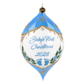 Personalized Winter Holly Drop in Sky | Hand-Painted Glass Ornament | Blubom 2027-036