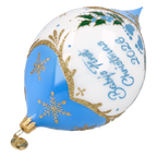 Personalized Winter Holly Drop in Sky | Hand-Painted Glass Ornament | Blubom 2027-036
