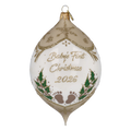 Personalized Taupe Winter Holly Drop - Baby's First Christmas | Hand-Painted Glass Ornament | Blubom 2027-037