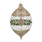 Personalized Taupe Winter Holly Drop - Baby's First Christmas | Hand-Painted Glass Ornament | Blubom 2027-037