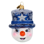Snowman in a Midnight Top Hat | Hand-Painted Glass Ornament | Blubom 2027-046