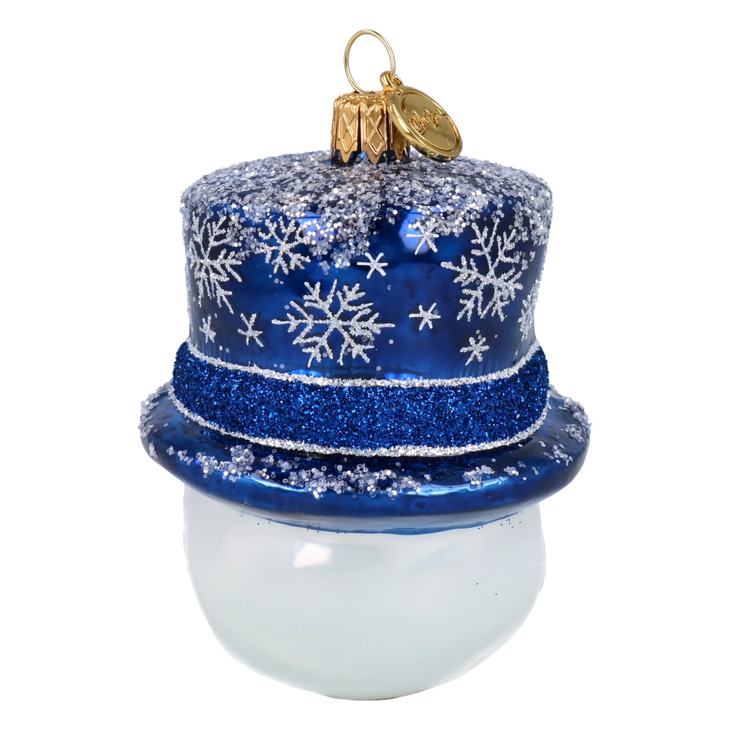 Snowman in a Midnight Top Hat | Hand-Painted Glass Ornament | Blubom 2027-046