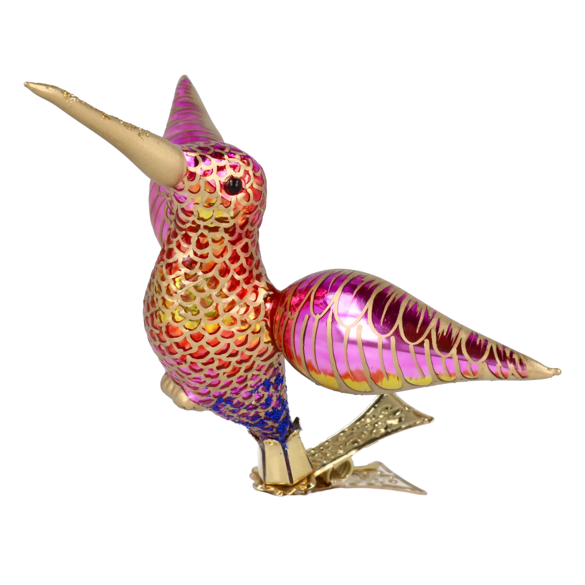 Hovering Hummingbird in Gilt & Magenta