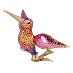 Hovering Hummingbird in Gilt & Magenta | Hand-Painted Glass Ornament | Blubom 2027-047