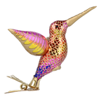 Hovering Hummingbird in Gilt & Magenta | Hand-Painted Glass Ornament | Blubom 2027-047