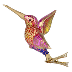 Hovering Hummingbird in Gilt & Magenta | Hand-Painted Glass Ornament | Blubom 2027-047