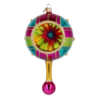 Carnival Reflector Drop on a Scepter | Hand-Painted Glass Ornament | Blubom 2027-048