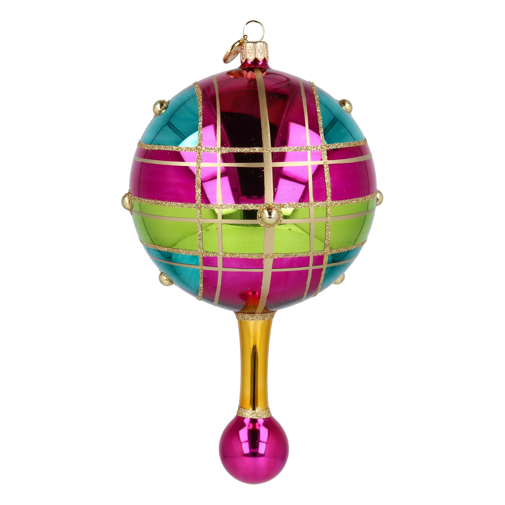 Carnival Reflector Drop on a Scepter | Hand-Painted Glass Ornament | Blubom 2027-048
